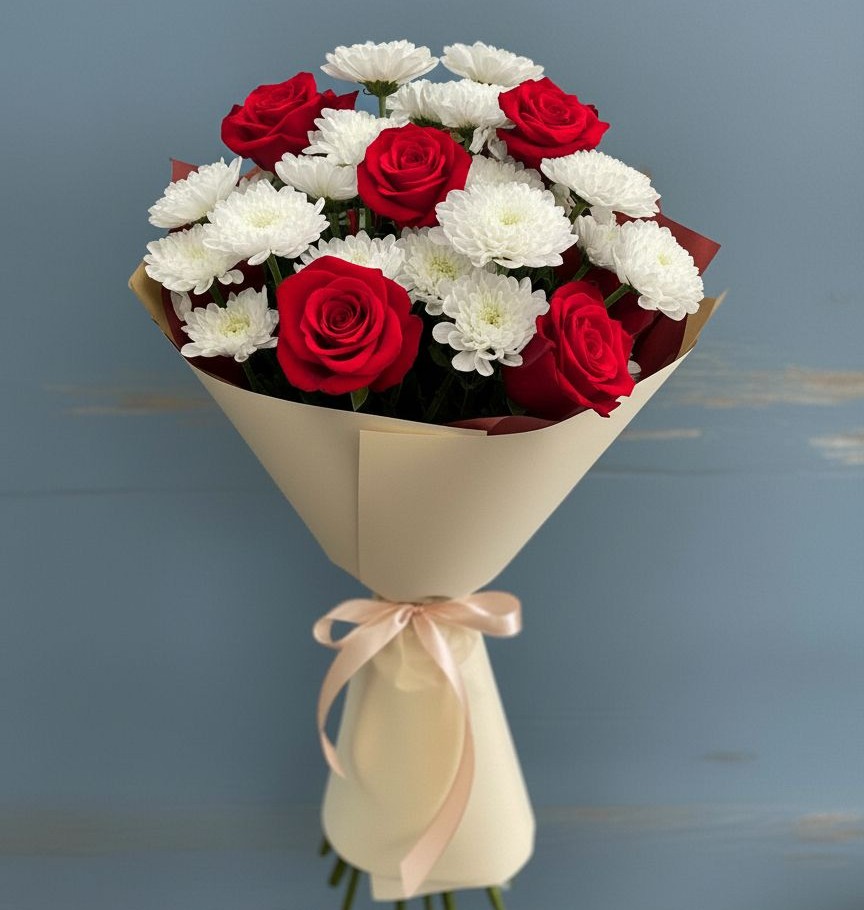 Букет цветов из: Розы и Хризантемы в Санчурске