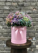 Цветочная композиция из Гипсофила и Розы в шляпной коробке в Санчурске