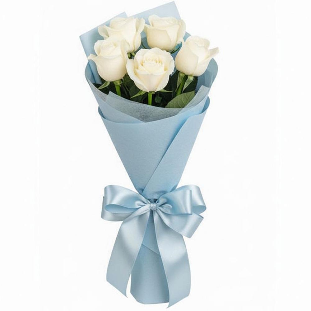 Букет 5 Белых роз Проуд в Санчурске