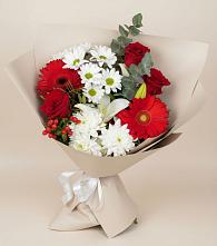 Букет цветов из:  Розы, Хризантемы, Герберы и Лилии в Санчурске