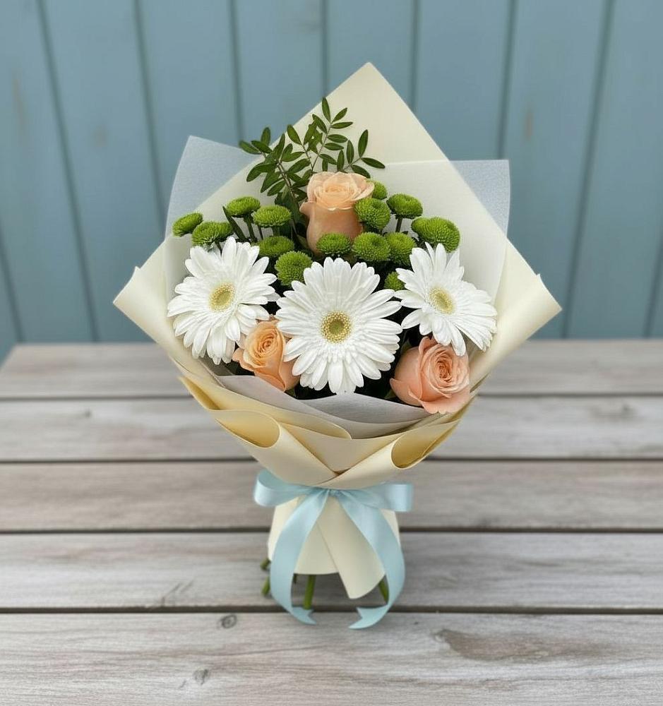 Букет цветов из: Герберы, Розы и Хризантемы в Санчурске