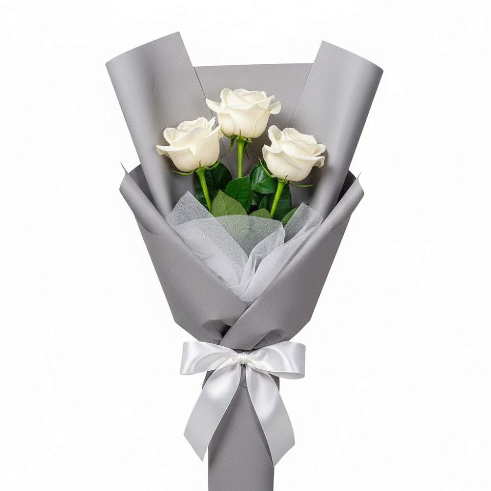 Букет 3 белые розы в Санчурске