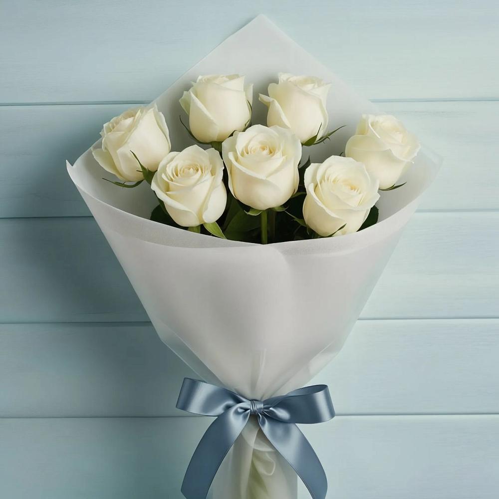 Букет 7 Белых роз Эдлесс Лав в Санчурске