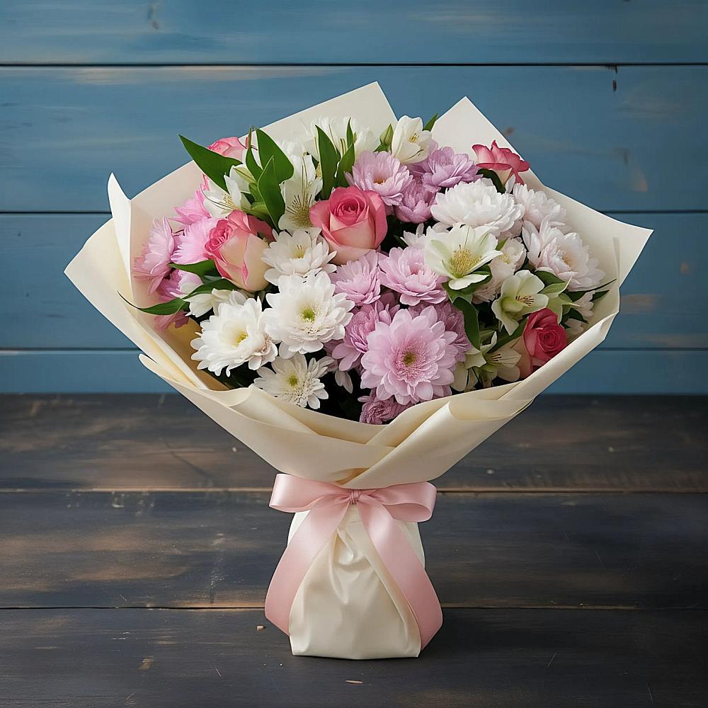 Букет цветов из: Хризантемы, Альстромерии и Розы в Санчурске